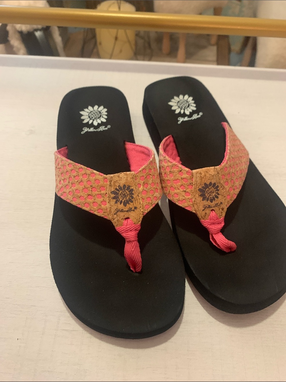 Yellow Box Pink and Cork Accent Thong Sandals for Women
